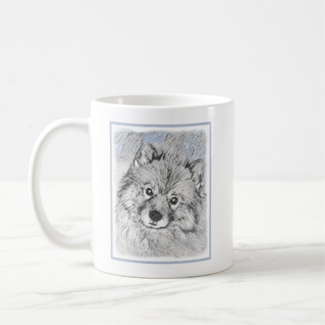 Caneca De Café Pintura de Keeshond Beth - Arte de Cachorro Origin (Esquerda)