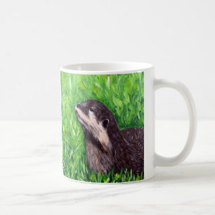 Caneca De Café Pintura de Lontra de Rio Pequeno