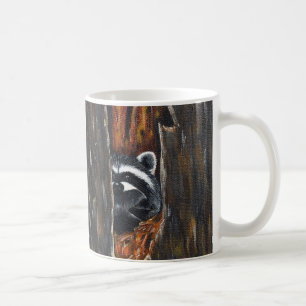 Caneca De Café Pintura de Mãe e Bebê Guaxinim