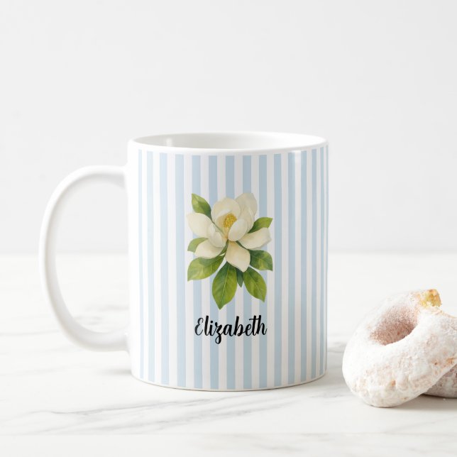 Caneca De Café Pintura de Magnólia de Nome Personalizado Faixa Ná (Com Donut)