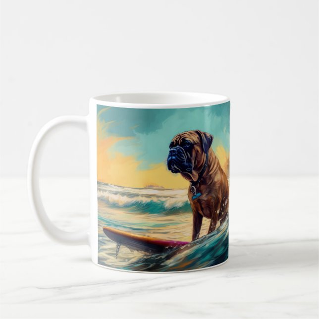 Caneca De Café Pintura de Navegação em Praia Bullmastiff (Esquerda)