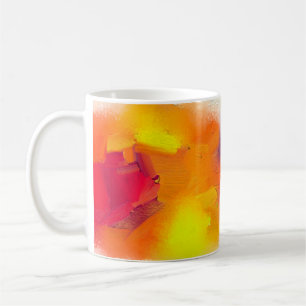 Caneca De Café pintura de óleo abstrato colorida na textura da ca