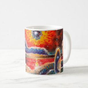Caneca De Café Pintura de Paisagem do SciFi
