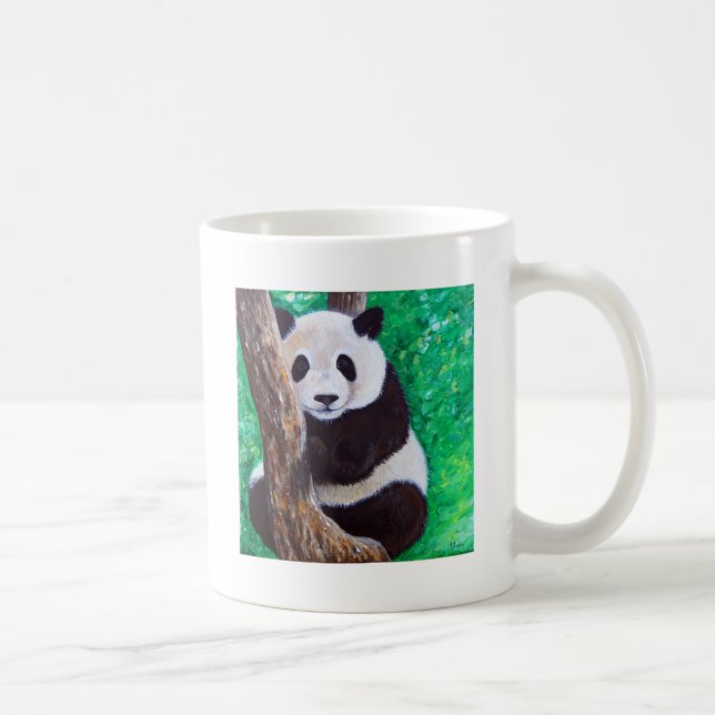 Caneca De Café Pintura de Panda em uma Árvore (Direita)