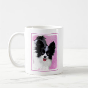 Caneca De Café Pintura de Papillon (Branco e Preto) - Arte Canina