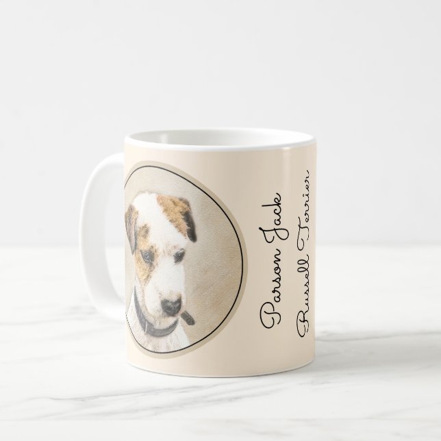 Caneca De Café Pintura de Parson Jack Russell Terrier - Arte Cani (Frente Esquerda)