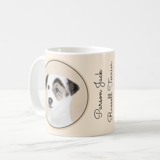 Caneca De Café Pintura de Parson Jack Russell Terrier - Arte Cani (Frente Esquerda)
