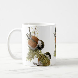 Caneca De Café Pintura de pássaros de frango com suporte de casta