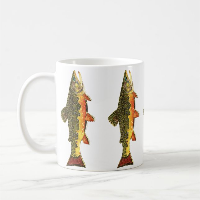 Caneca De Café Pintura de Peixes de Brook Trout (Esquerda)