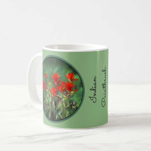 Caneca De Café Pintura de pincel índio - Arte Flor Original (Frente Esquerda)