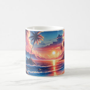 Caneca De Café Pintura de praia tropical sunset