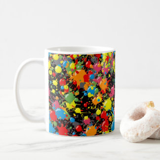 Caneca De Café Pintura de respingos de arco-íris em gotículas PD