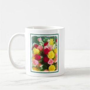 Caneca De Café Pintura de Rose Bouquet - Arte Flor Original Custa