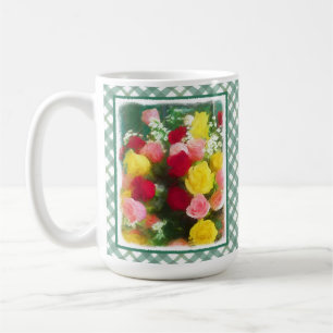 Caneca De Café Pintura de Rose Bouquet - Arte Flor Original Custa