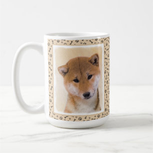 Caneca De Café Pintura de Shiba Inu (Vermelho) - Arte de Cachorro