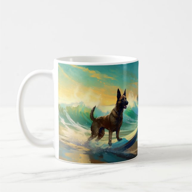 Caneca De Café Pintura de surfe em Malinoi, na Bélgica (Esquerda)