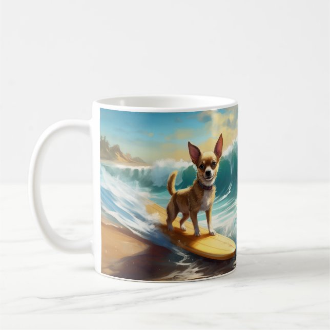 Caneca De Café Pintura de surfe na praia de Chihuahua (Esquerda)