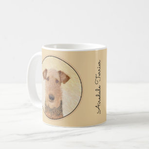 Caneca De Café Pintura de Terrier Airedale - Arte original cômoda