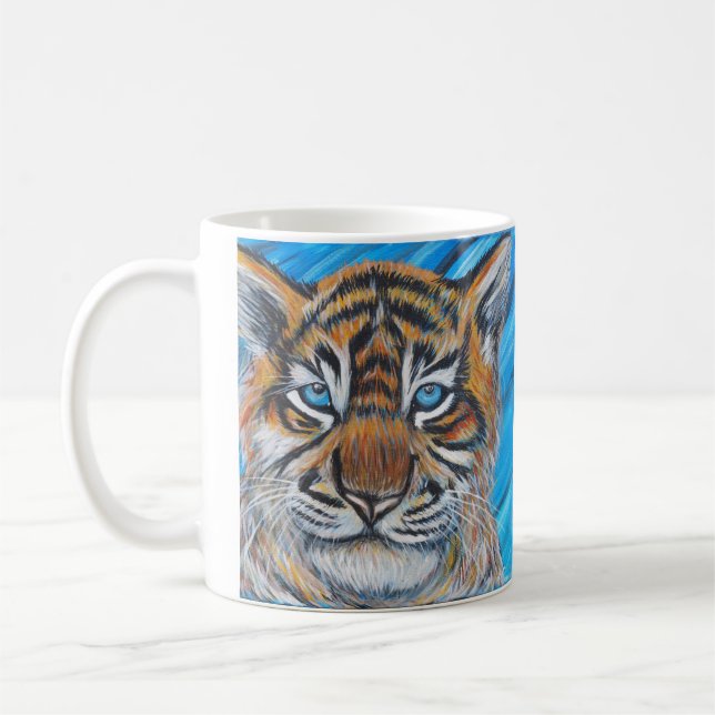 Caneca De Café Pintura De Tigre De Olhos Azuis (Esquerda)