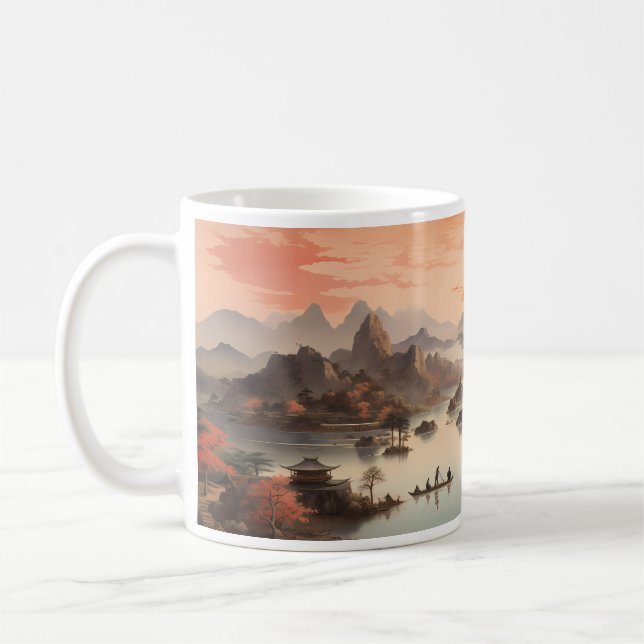 Caneca De Café Pintura de tinta chinesa (Esquerda)