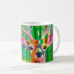 Caneca De Café pintura de um cervo em estilo pop art, apresentand