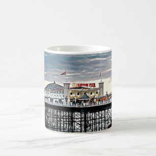 Caneca De Café Pintura digital Brighton Pier & Cloudy Sky 