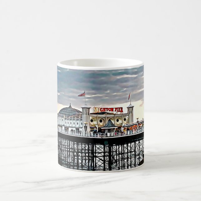 Caneca De Café Pintura digital Brighton Pier & Cloudy Sky  (Centro)