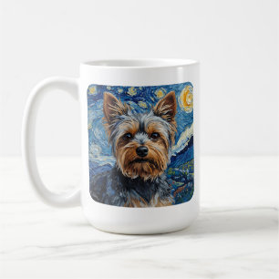 Caneca De Café Pintura do Céu Noturno Yorkshire Terrier / Yorkie