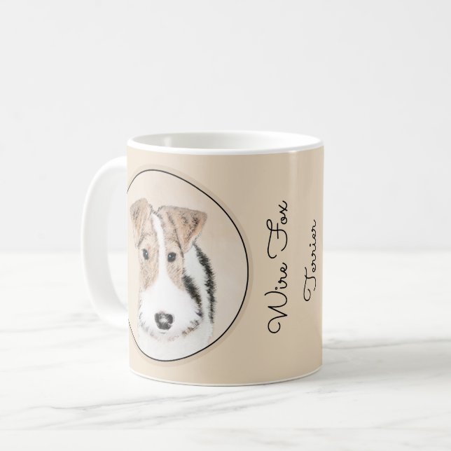 Caneca De Café Pintura do Fox Terrier do fio - arte original (Frente Esquerda)