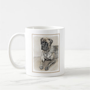 Caneca De Café Pintura do Mastiff Inglês (Brindle) - Arte Canina