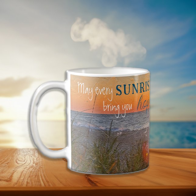 Caneca De Café Pintura do nascer do sol com aspas inspiradoras (Inspirational Quote Sunrise Painting Coffee Mug)