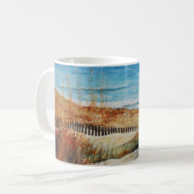 Caneca De Café Pintura do Oceano de Areia de Praia (Frente Esquerda)