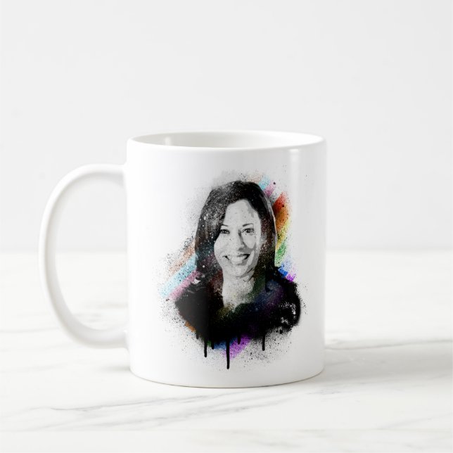 Caneca De Café Pintura do Orgulho Inclusivo Kamala Harris (Esquerda)