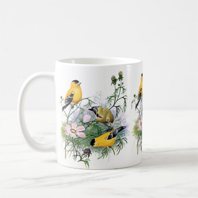 Caneca De Café Pintura do Pássaro Americano Goldfinch (Esquerda)