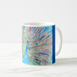 Caneca De Café Pintura do Peacock de Aquarela