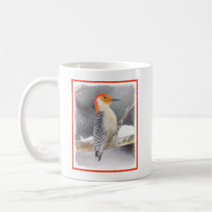 Caneca De Café Pintura do Pica-Pau de Barriga Vermelha Arte Origi