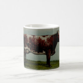 Caneca De Café Pintura do vintage de uma vaca do Shorthorn