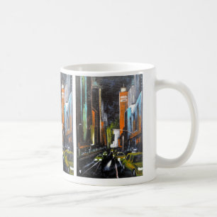 Caneca De Café Pintura Elétrica da Meia-Noite de Nova York - Alfr