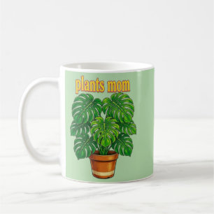 Caneca De Café Pintura em Aquarela de Planta em Vaso Boho - "Esco