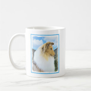 Caneca De Café Pintura em Collie, em Montanhas (Rough) - Arte Can