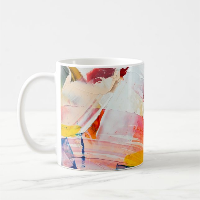 Caneca De Café pintura em fundo de abstrato pintado,pincel,abstra (Esquerda)