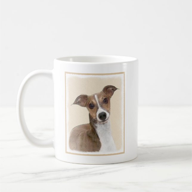 Caneca De Café Pintura em Greyhound Italiano - Arte de Cachorro O (Esquerda)