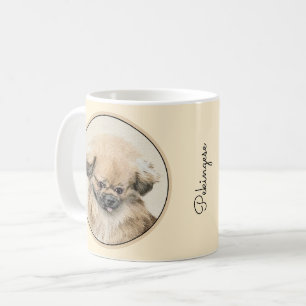 Caneca De Café Pintura em Pekingese - Arte Cachorra Original