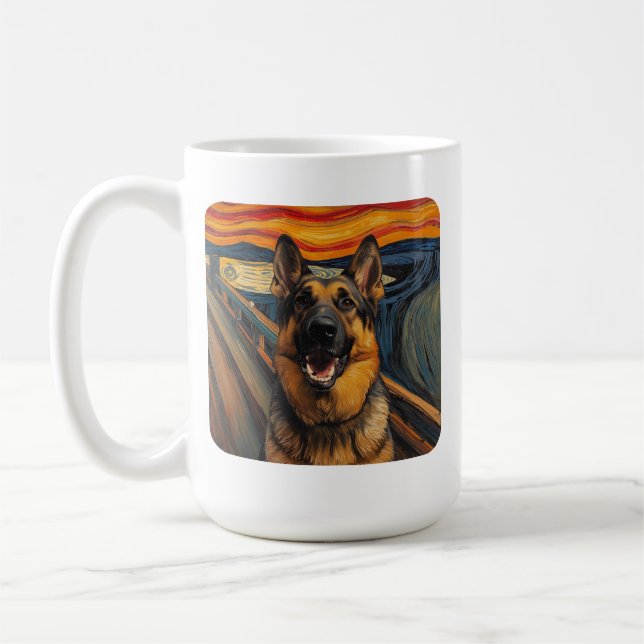 Caneca De Café Pintura Expressionista de Angst do Pastor Alemão (Esquerda)
