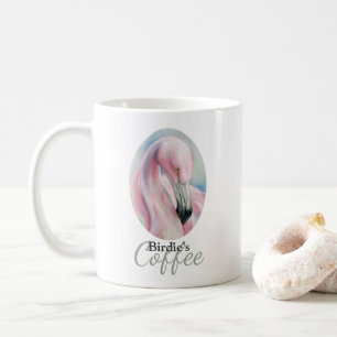 Caneca De Café Pintura Flamingo Pastel, Cor-de-rosa, personalizad
