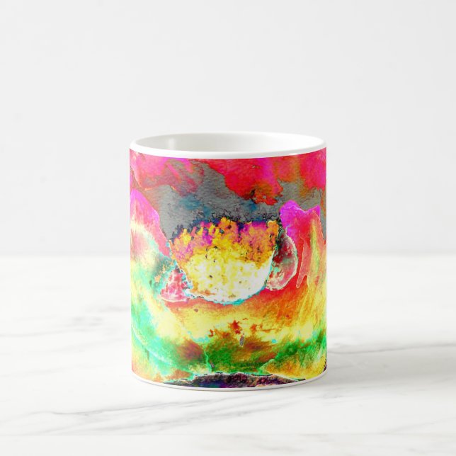 Caneca De Café pintura floral cor-de-água rosa abstrato (Centro)