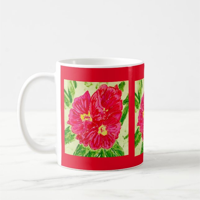 Caneca De Café Pintura Floral Desenhada Mug (Esquerda)