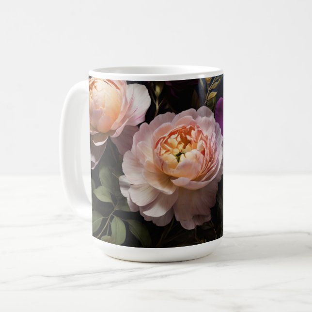 Caneca De Café Pintura floral elegante (Frente Esquerda)