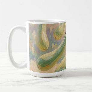Caneca De Café Pintura Impressionista de Abobrinha Verde Fresca
