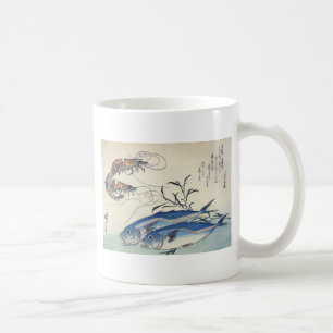 Caneca De Café Pintura japonesa da vida marinha cerca de 1800's